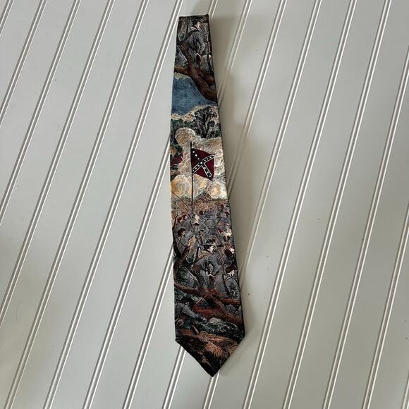 417 VAN HEUSEN Americana Series 2 Pc Silk Civil War Flag Tie Shiloh Rebel Yell - Picture 7 of 14